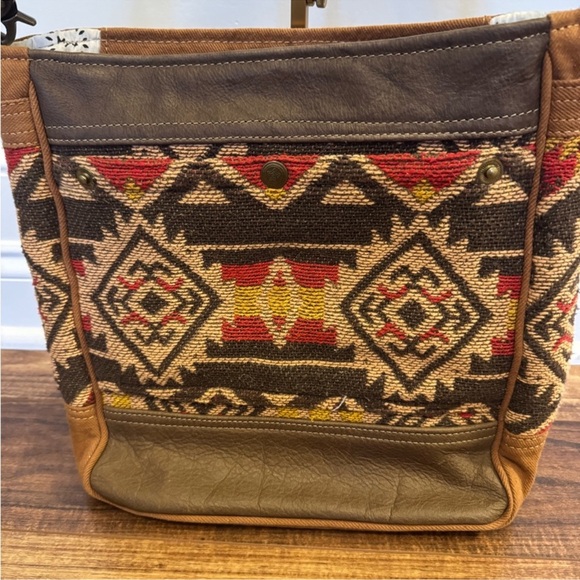 Myra Bag Brown and Red Patterned Shoulder Bag - Picture 2 of 7